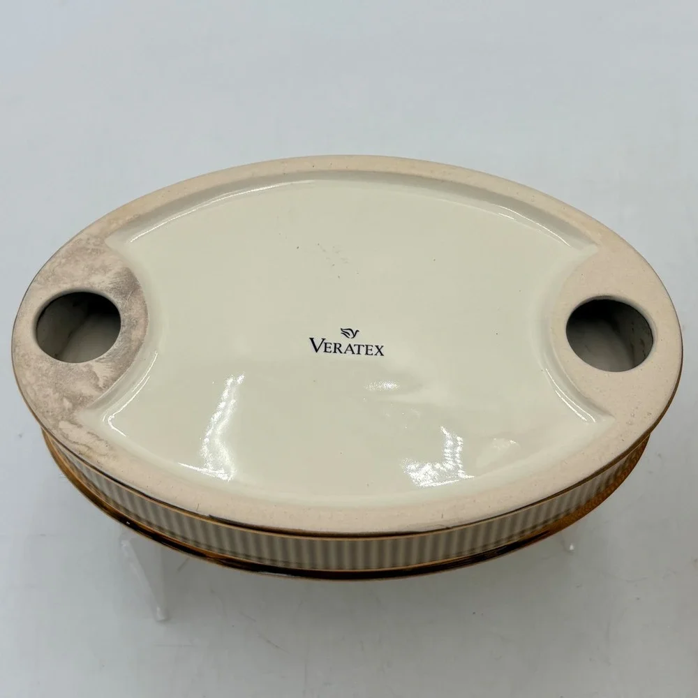 Veratex Fortuny 3pc‎ Bathroom Set Tissue Cover Toothbrush Holder Soap Dish Gold